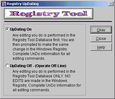Registry Tool - Registry Update Dialog